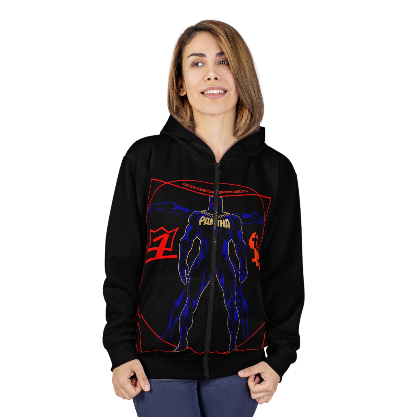 UNOBTCPANTHA UNOBTCAFRICA Unisex Zip Hoodie (AOP)