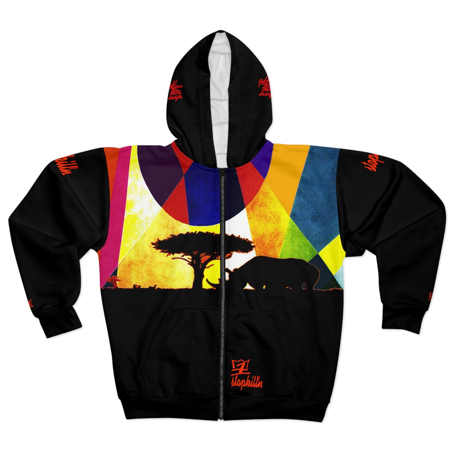 UNO STOPKILL'N RHINOSUNSET AOP Unisex Zip Hoodie