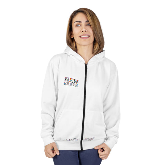 UNO ALLPRAISES GOD IS MAN Unisex Zip Hoodie (AOP)