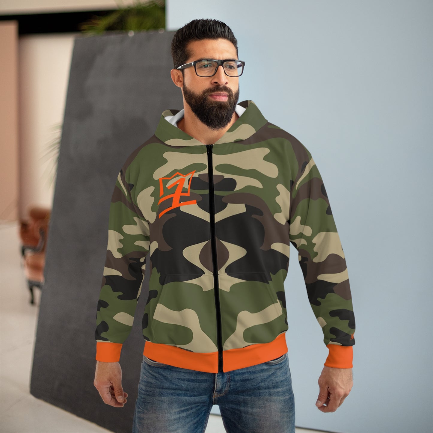 UNO 2THEREPUBLIC MFDOOMALLCAPS AOP Unisex Zip Hoodie Camo Collection