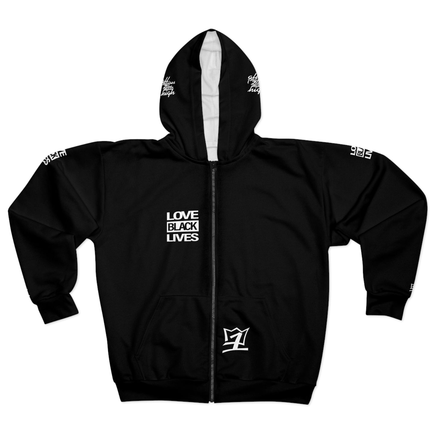 UNO LOVEBLACKLIVES LOVEHUEY AOP Unisex Zip Hoodie