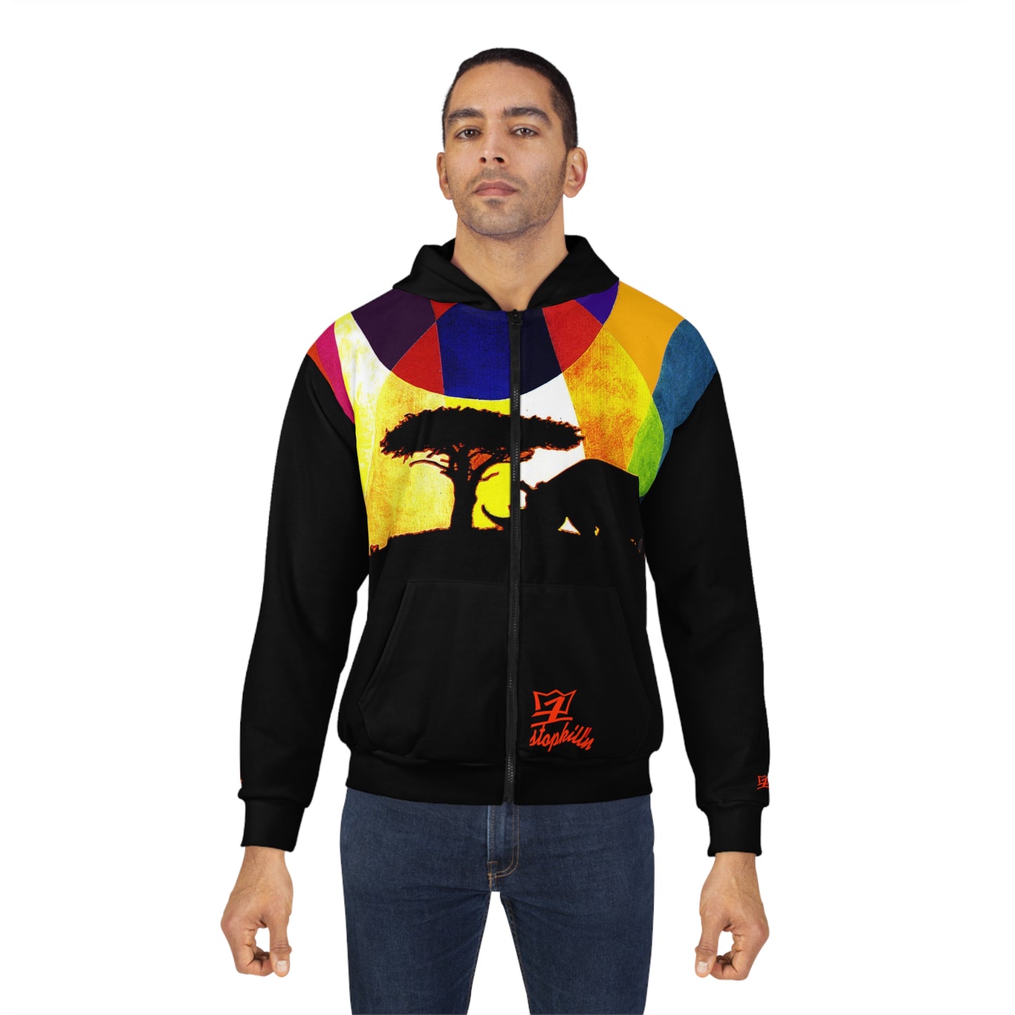 UNO STOPKILL'N RHINOSUNSET AOP Unisex Zip Hoodie