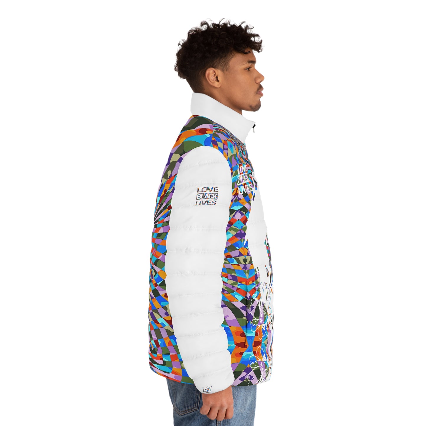 UNO ABSTRACTS LOVEBOB Men's Puffer Jacket (AOP)