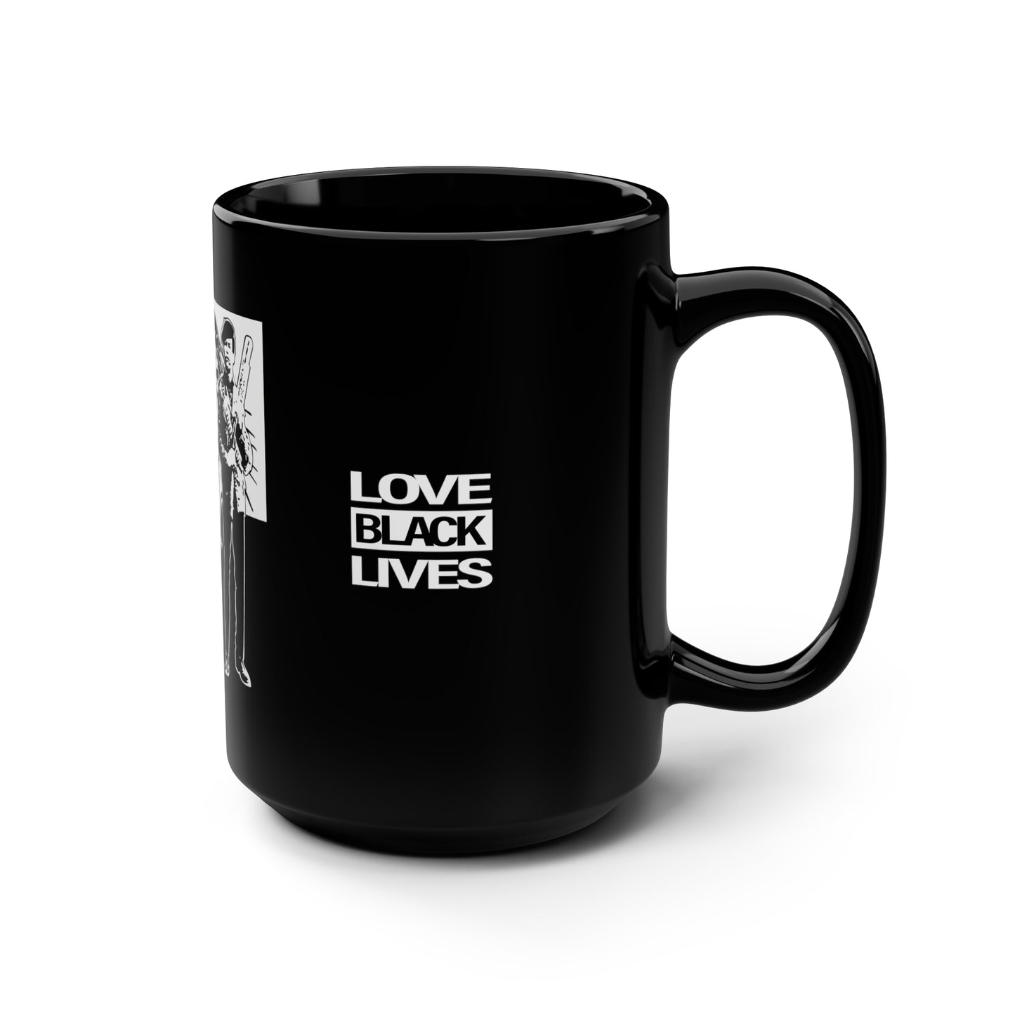 UNO LOVEHUEY LOVEBLACKLIVES Black Mug, 15oz