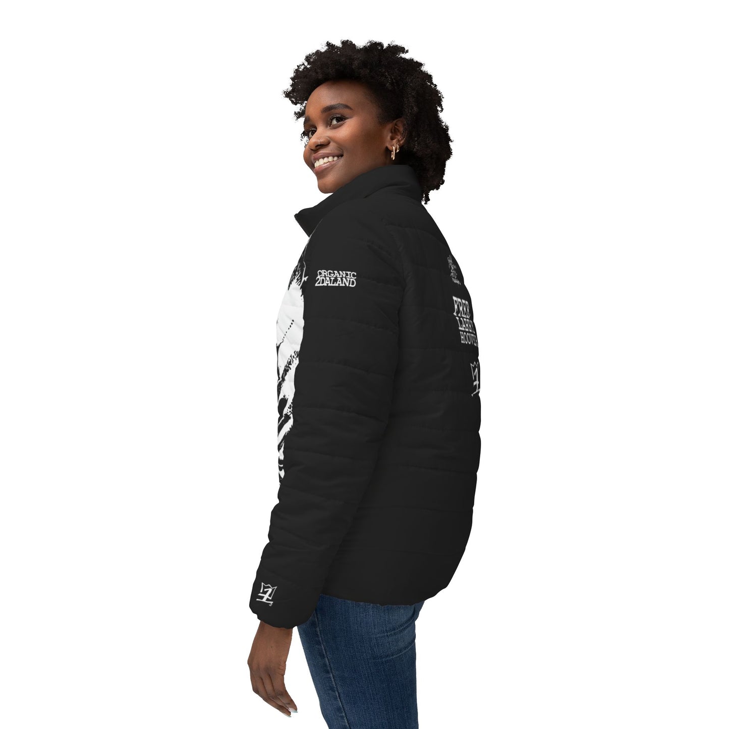 UNO ORGANIC ANGEL MALCOLM FREE LARRY HOOVER Women’s Puffer Jacket (AOP)