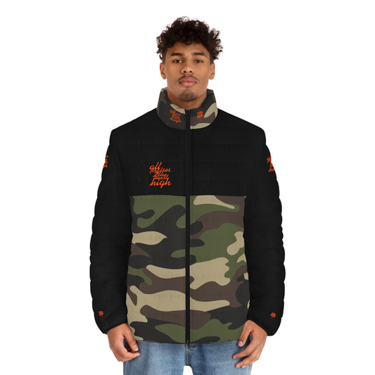 UNO ALL PRAISES Men's Puffer Jacket (AOP) Camo Collection