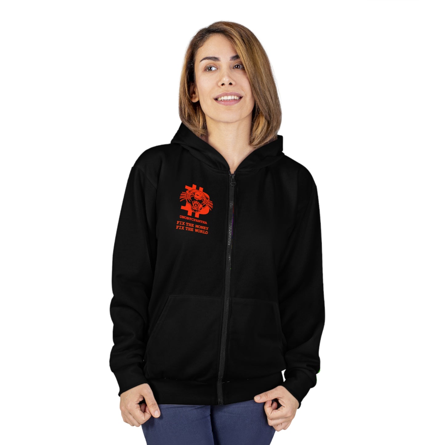 UNOBTCPANTHA Unisex Zip Hoodie (AOP)