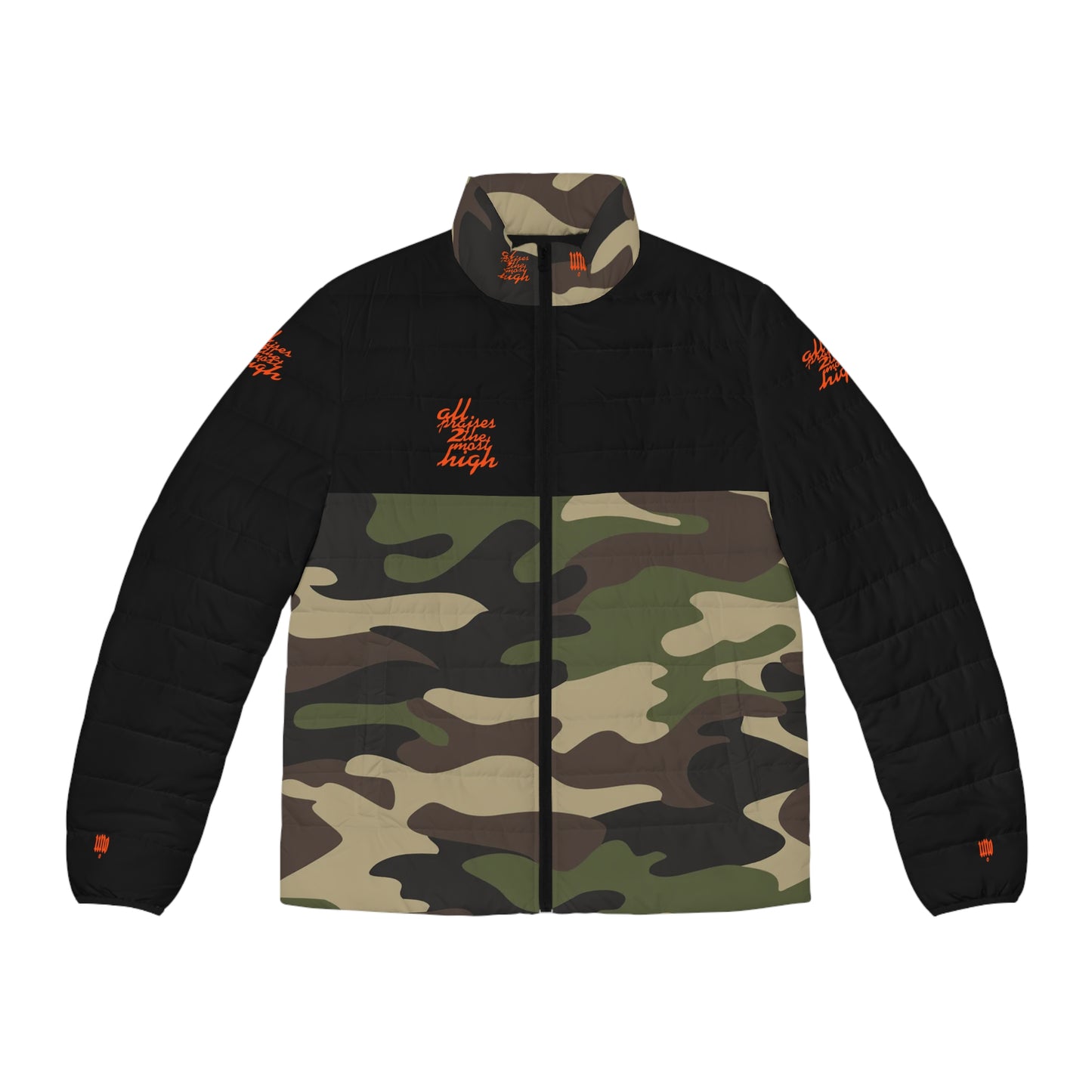 UNO ALL PRAISES Men's Puffer Jacket (AOP) Camo Collection