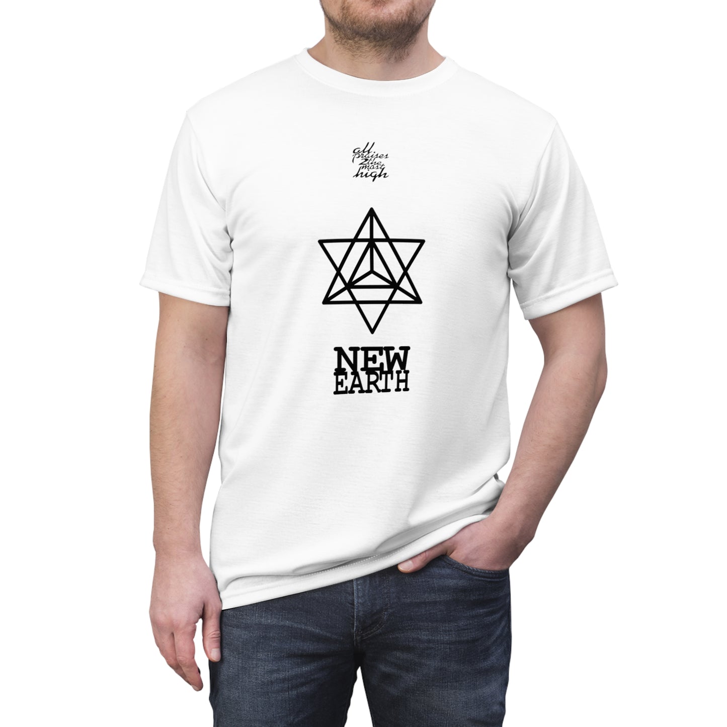 UNO ABSTRACTS NEW EARTH MERKABA Unisex Cut & Sew Tee (AOP)