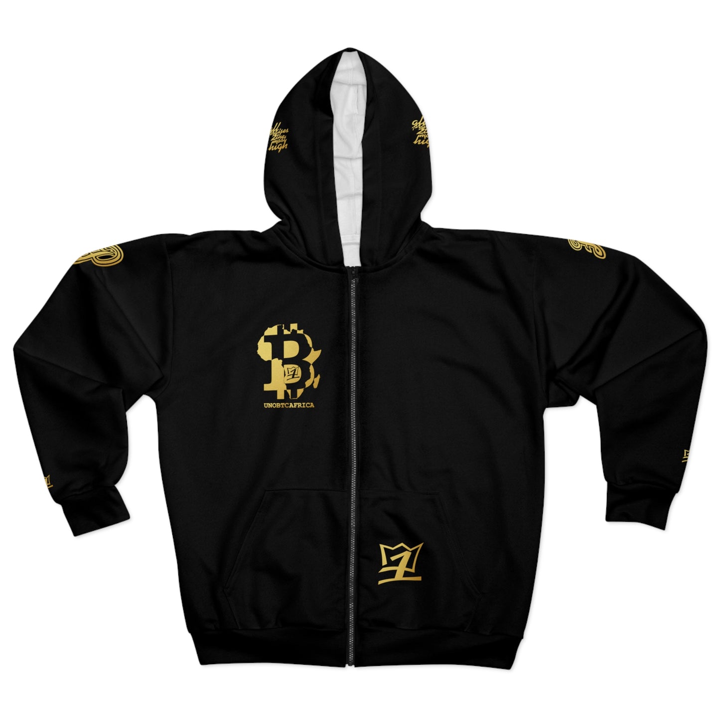 UNOBTCPANTHA BTCAFRICA AOP Unisex Zip Hoodie