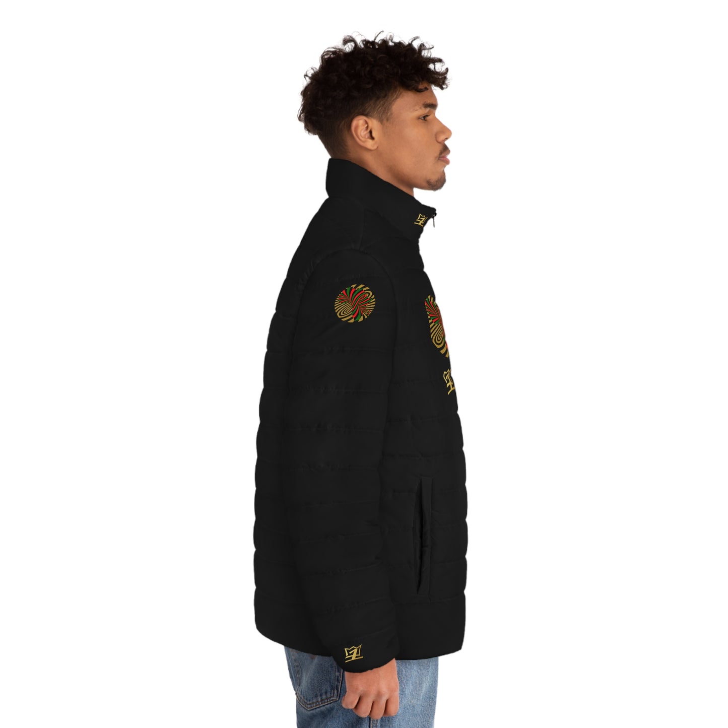 UNO PANTHA AFRICA Men's Puffer Jacket (AOP)