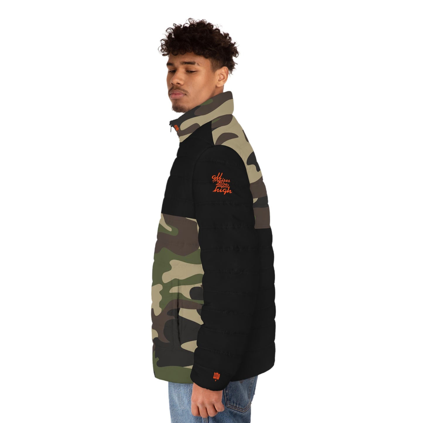 UNO ALL PRAISES Men's Puffer Jacket (AOP) Camo Collection