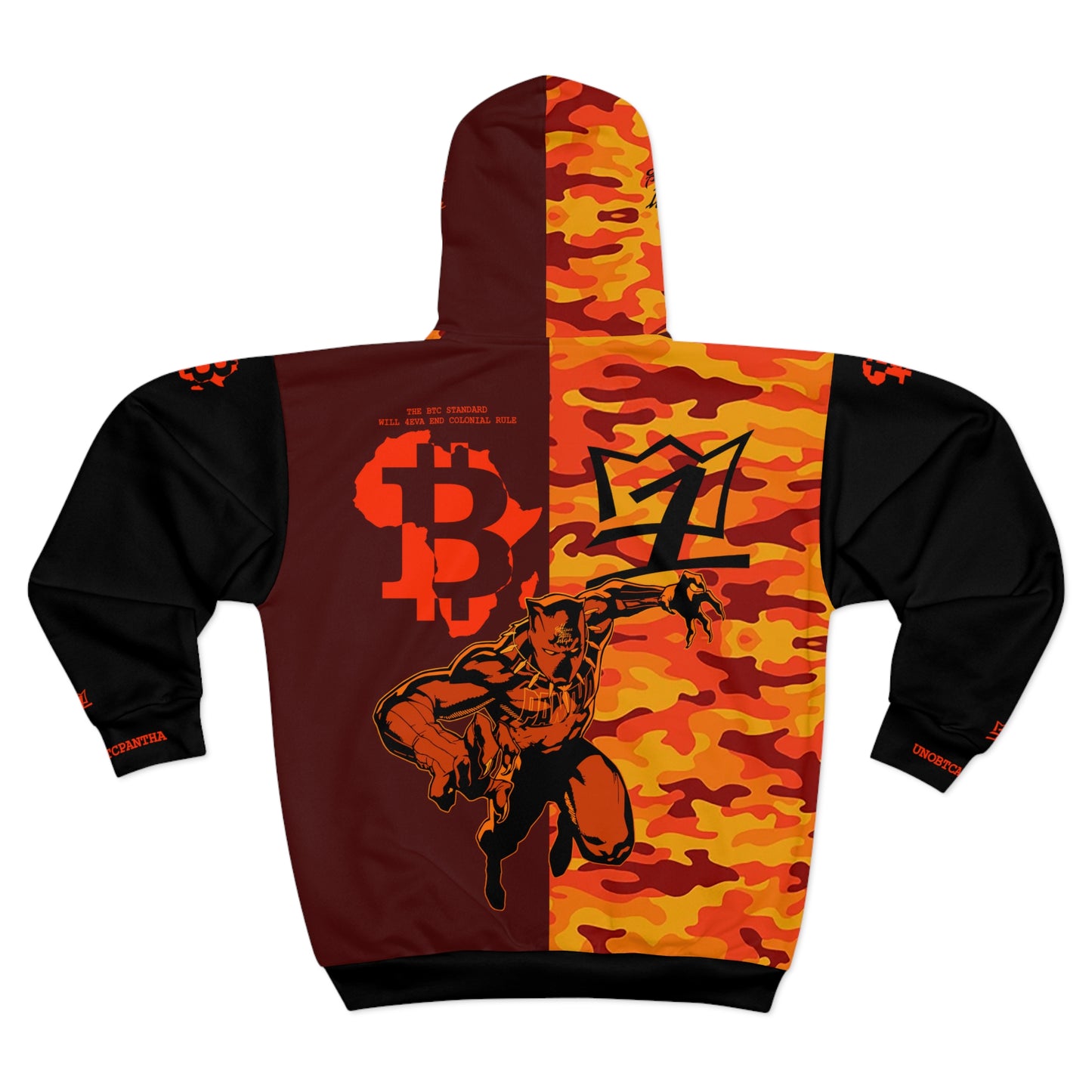 UNOBTCPANTHA UNOBTCAFRICA ORANGEPANTHA Camo Collection Unisex Zip Hoodie (AOP)