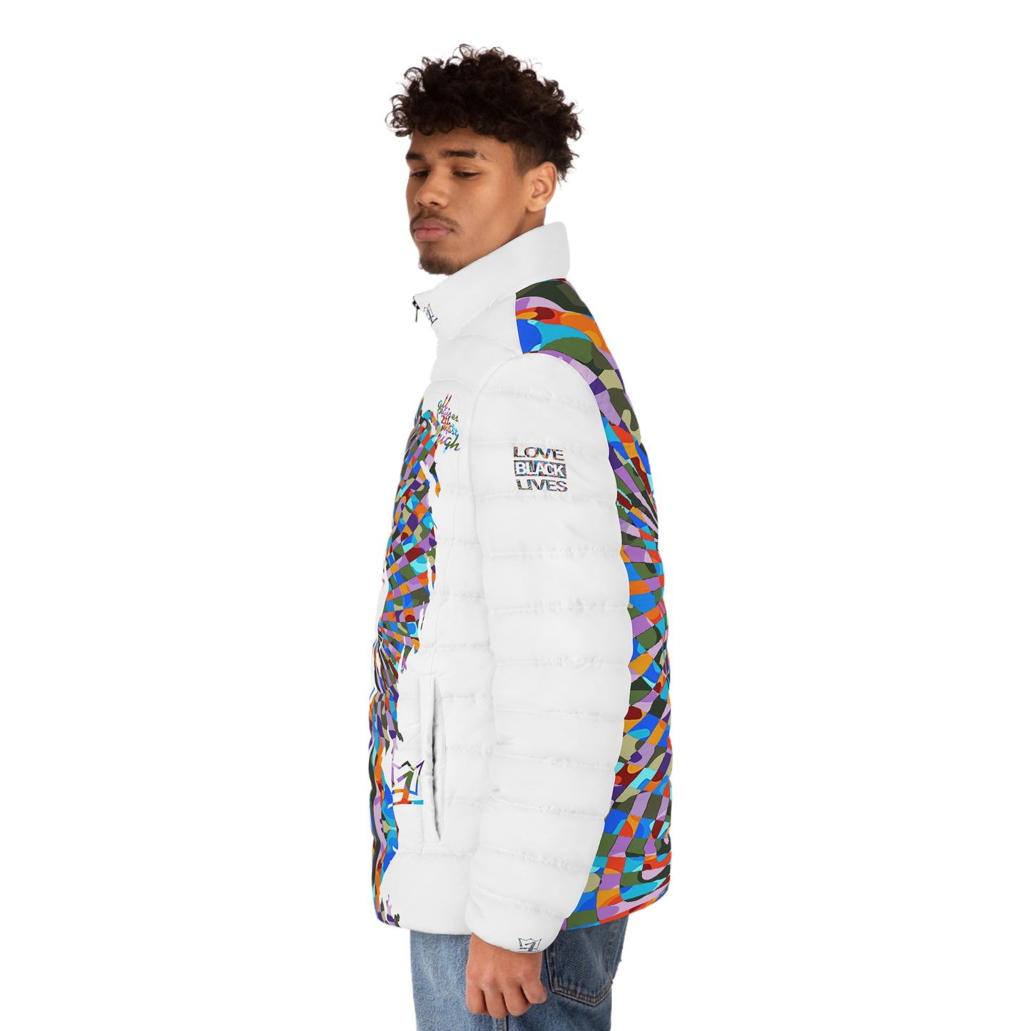 UNO ABSTRACTS LOVEBOB Men's Puffer Jacket (AOP)