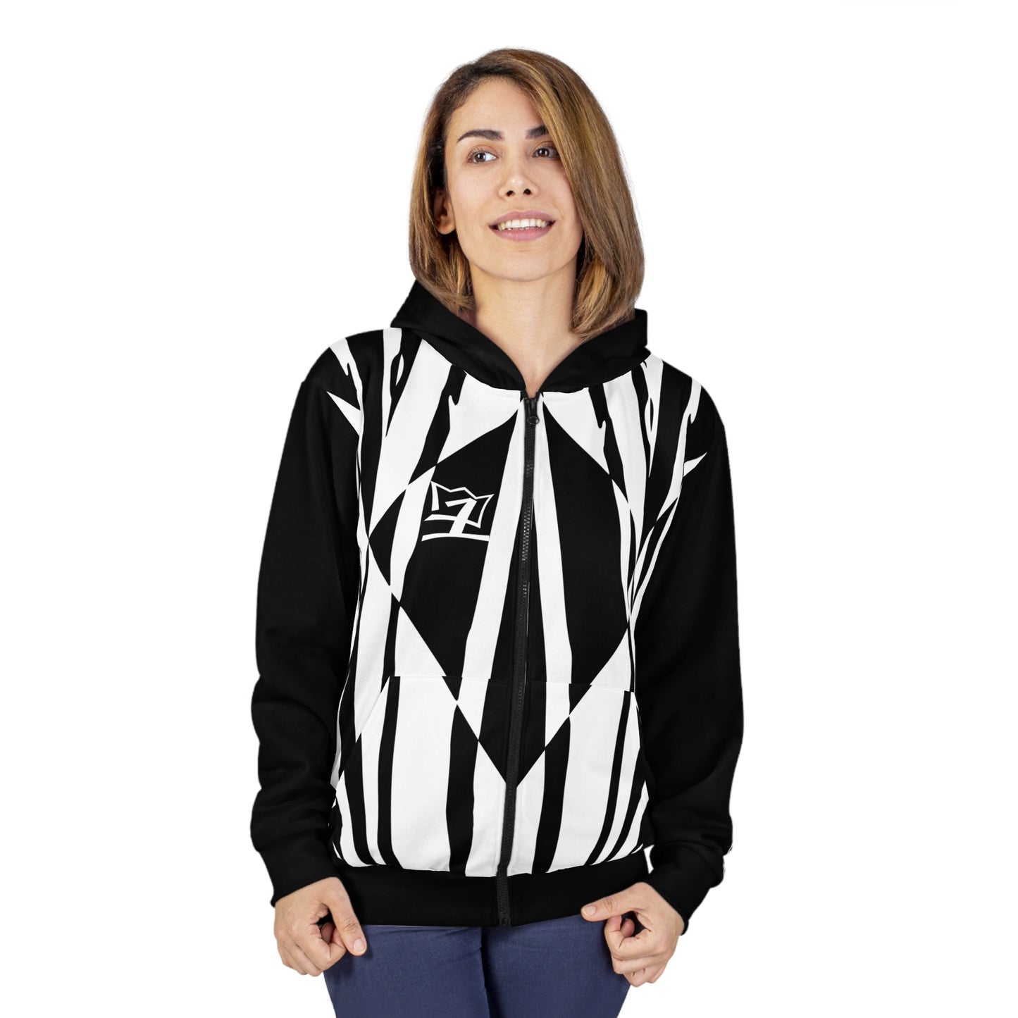 UNO STOPKILL'N ZEBRALOVE Unisex Zip Hoodie (AOP)