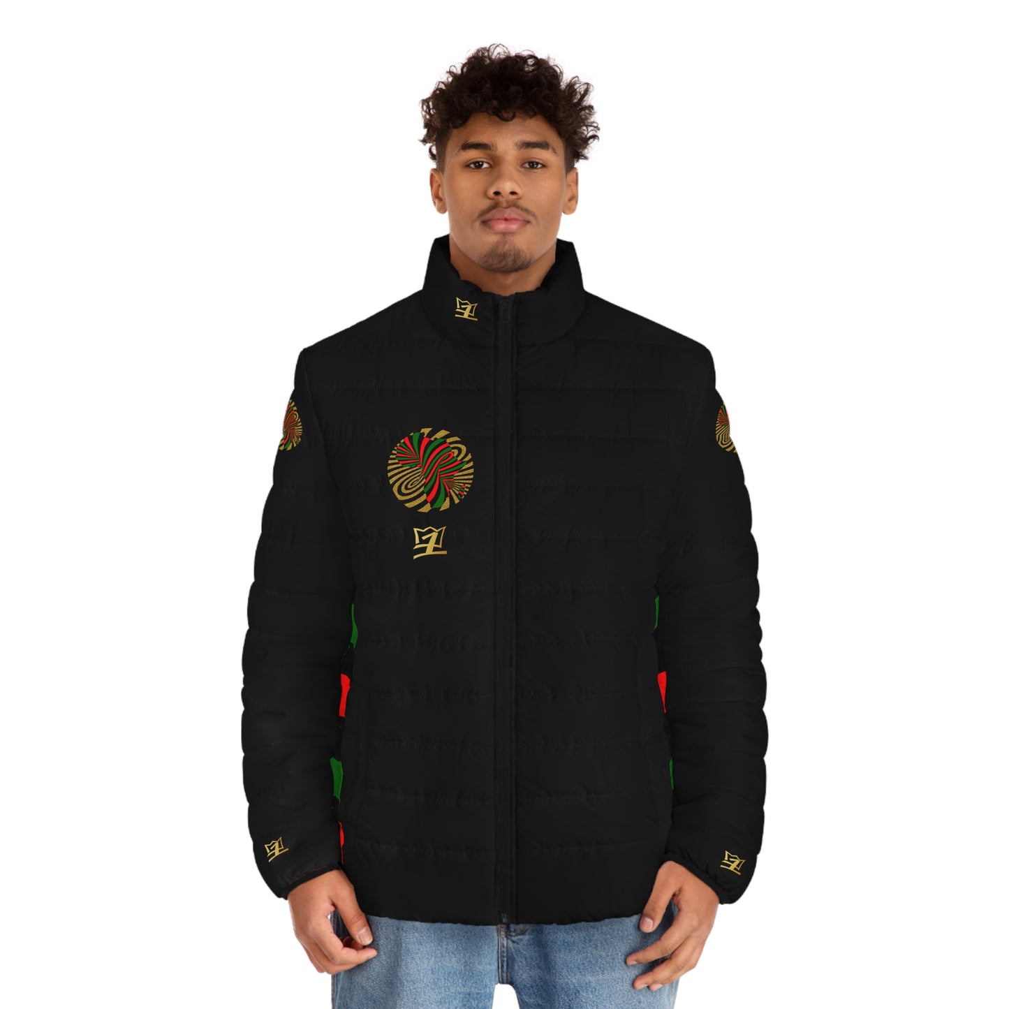 UNO PANTHA AFRICA Men's Puffer Jacket (AOP)