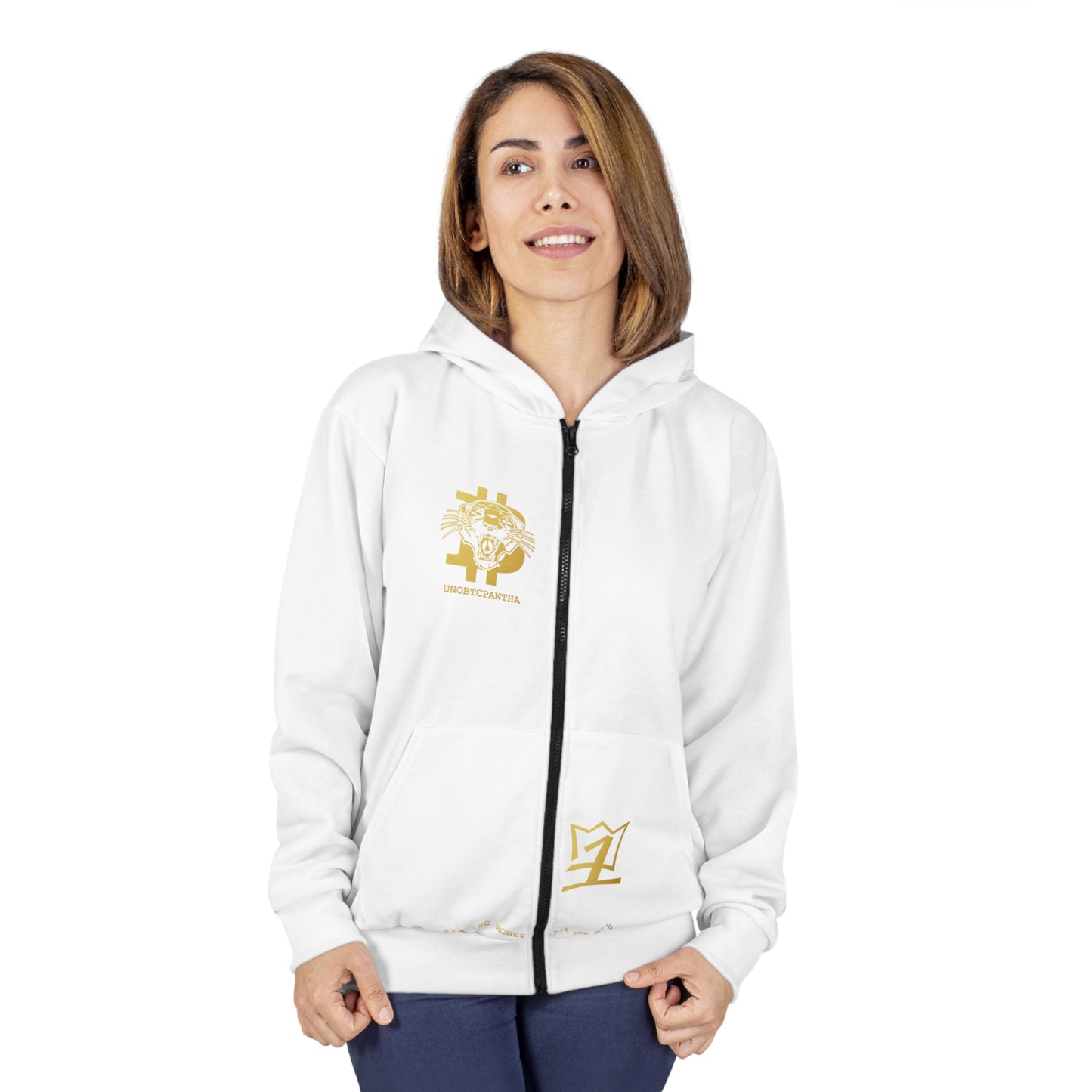 UNOBTCPANTHA FIXTHEMONEY FIXTHEWORLD Unisex Zip Hoodie (AOP)