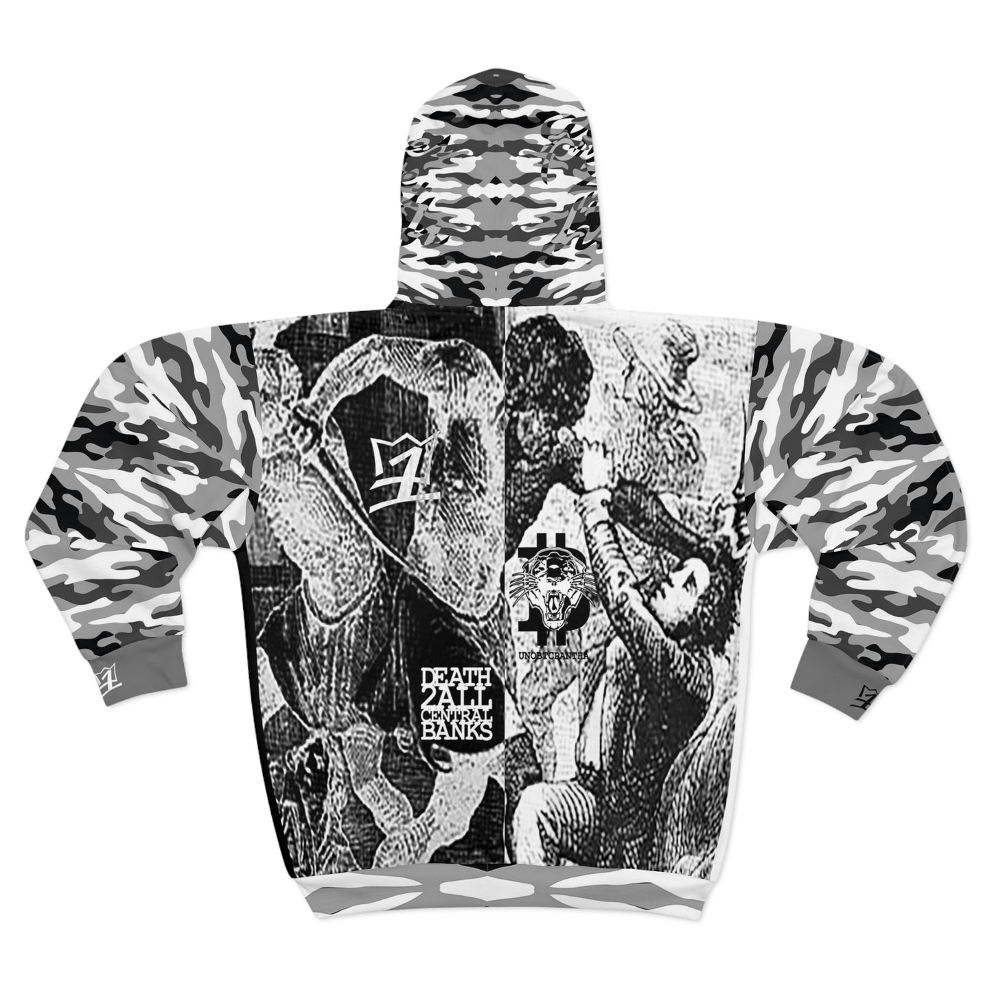 UNOBTC DEATH 2ALL CENTRAL BANKS Unisex Zip Hoodie (AOP)Camo Collection