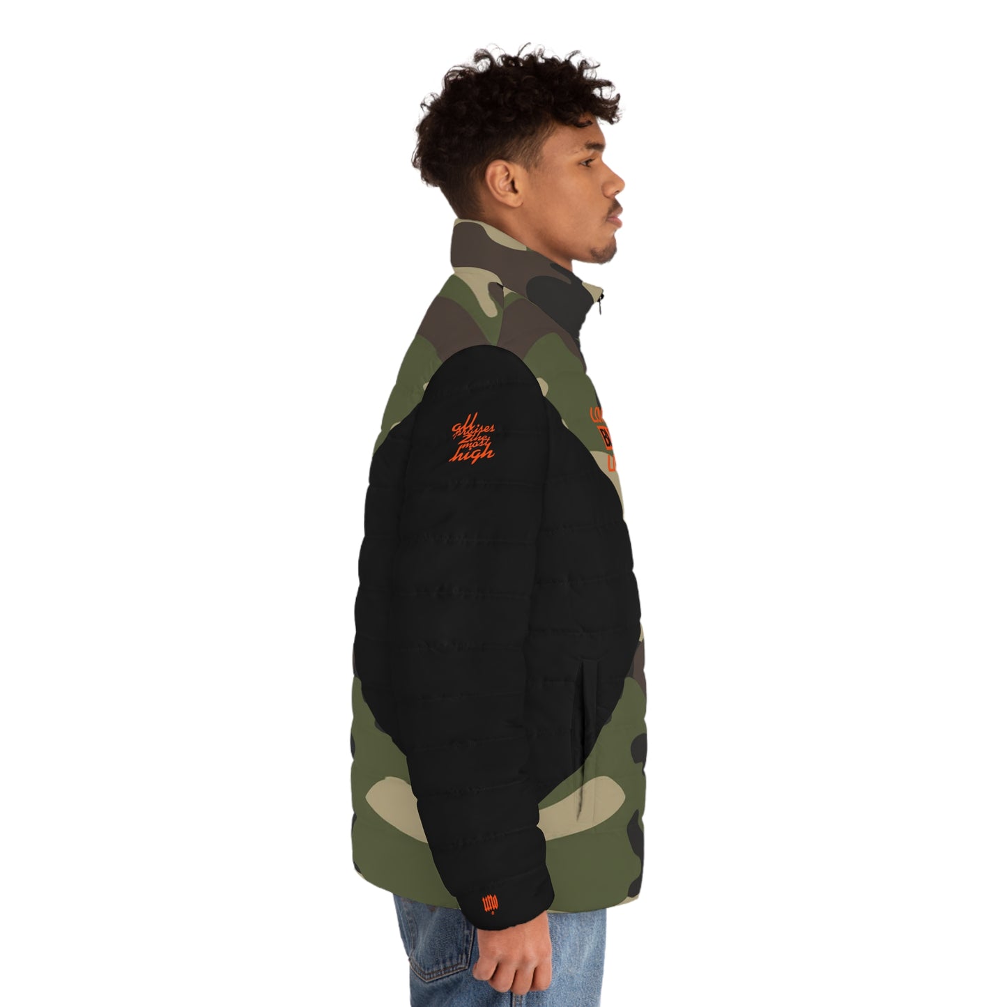 UNO LOVEBLACKLIVES Men's Puffer Jacket (AOP) Camo Collection