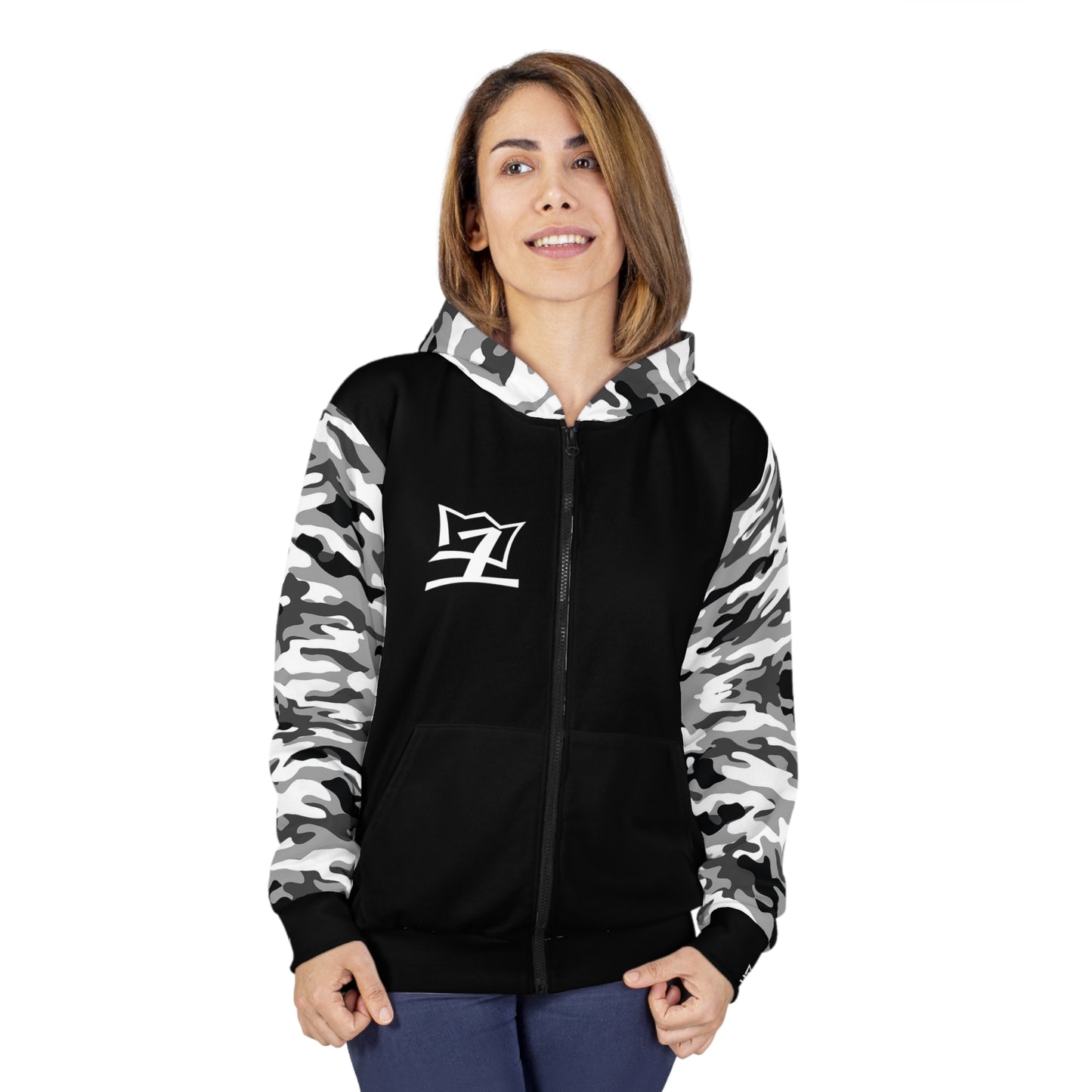 UNO PANTHA ALLSTARS LOVE WILMA Unisex Zip Hoodie (AOP) Camo Collection