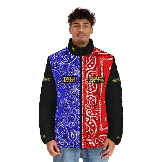UNO ORGANIC TRIBE=GANG FREE LARRY HOOVER Men's Puffer Jacket (AOP)