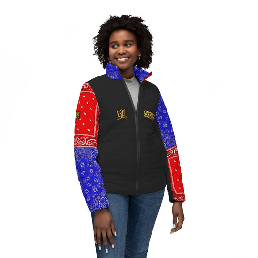 UNO ORGANIC TRIBE=GANG FREE LARRY HOOVER Women’s Puffer Jacket (AOP)