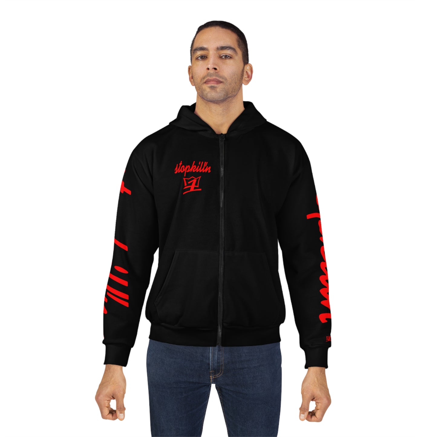 UNO WORD STOPKILL'N AOP Unisex Zip Hoodie