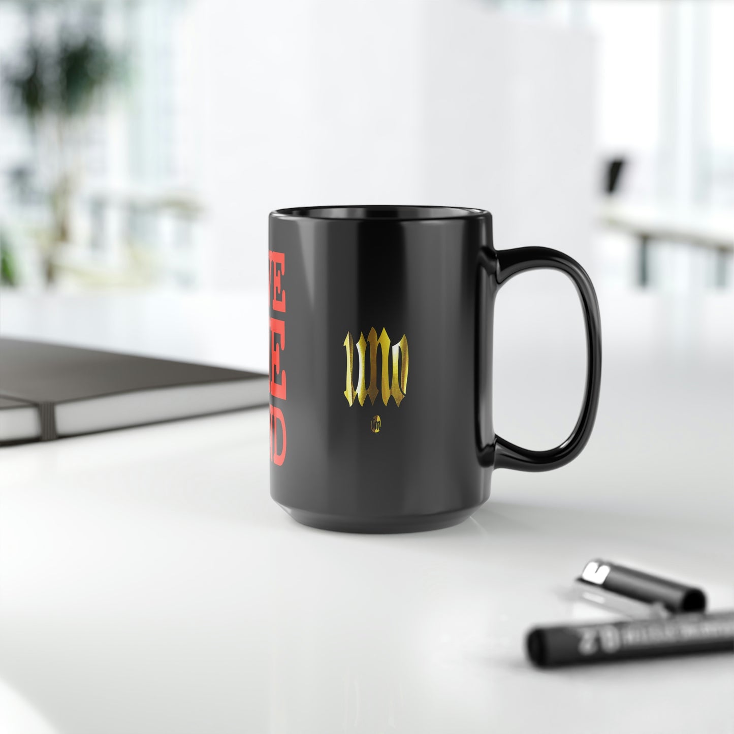 UNO LOVETHELAND Black Mug, 15oz