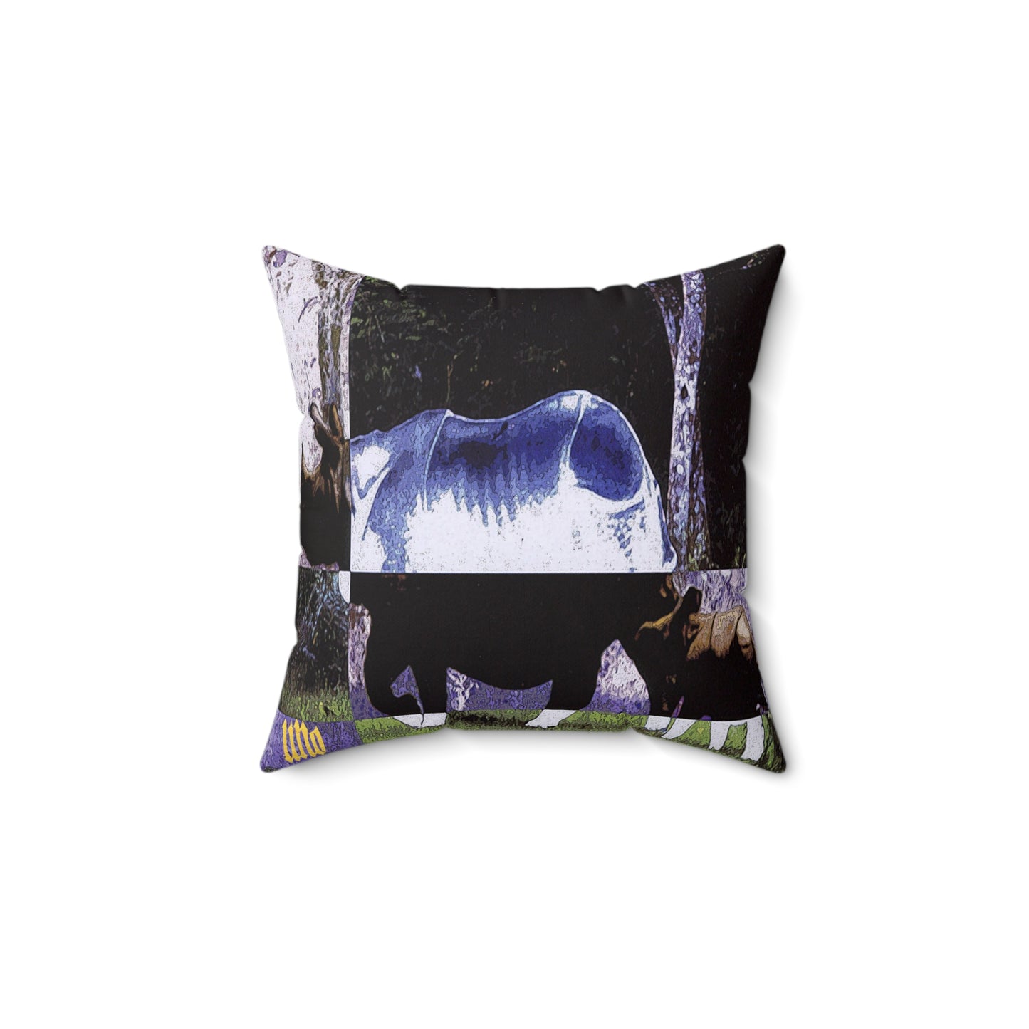 UNO STOPKILL'N RHINOBABYMAMA Faux Suede Square Pillow