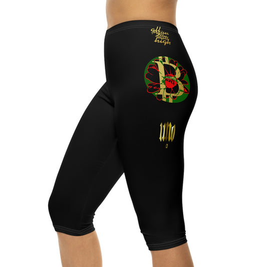UNOBTCPOWERFLOWER Women’s Capri Leggings (AOP)