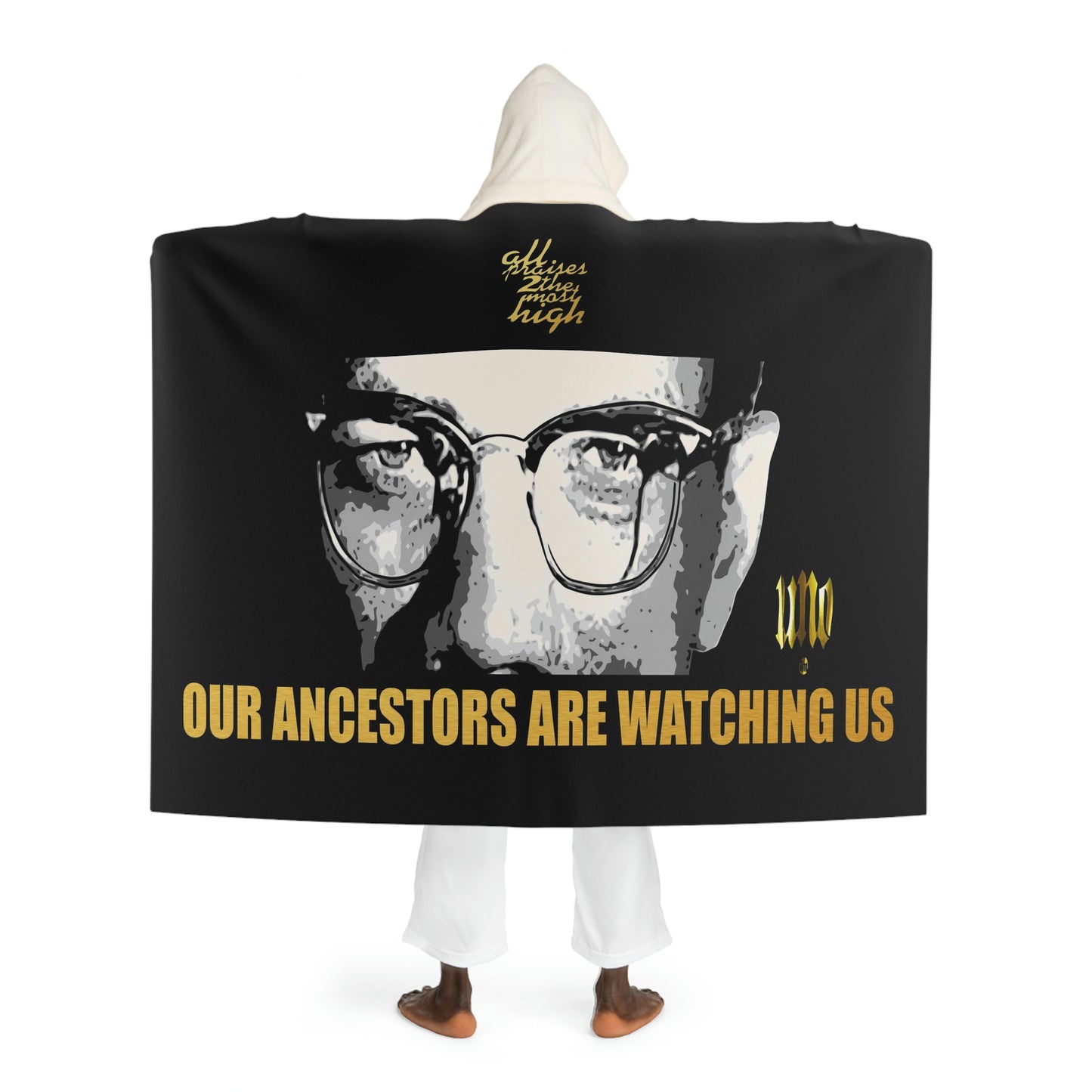 UNO LOVEMALCOLM Our Ancestors are Watching Us Hooded Sherpa Fleece Blanket