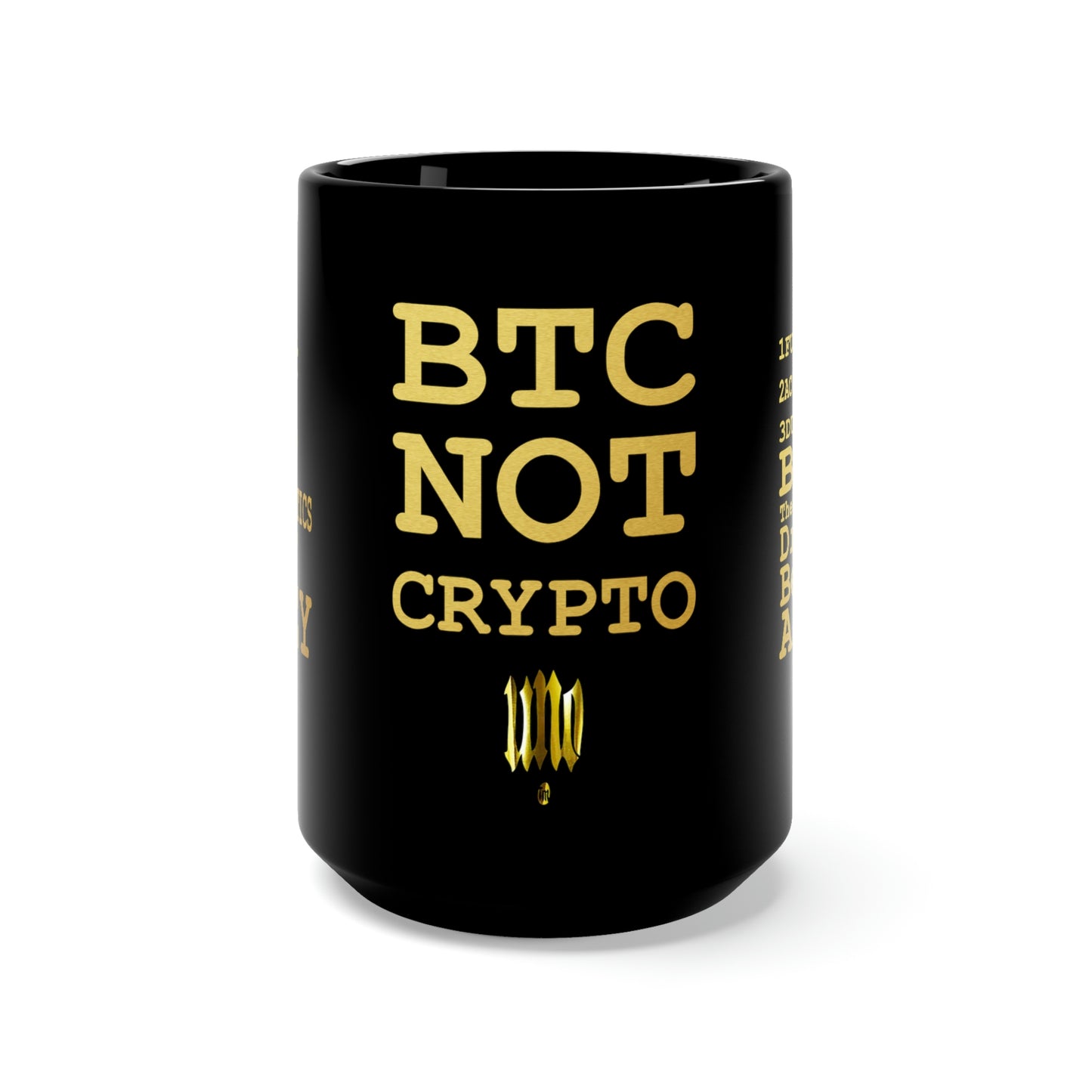 UNOBTC 6 Characteristics of Money Numbers 1,2 and 3 Black Mug 15oz