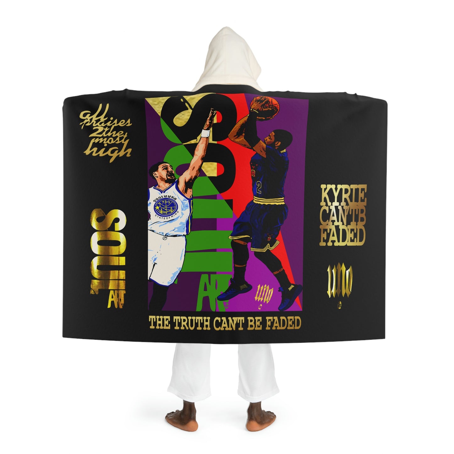 UNO KYRIECAN'TBFEADED SOULART 41GM5 Warriors State of Mind Hooded Sherpa Fleece Blanket