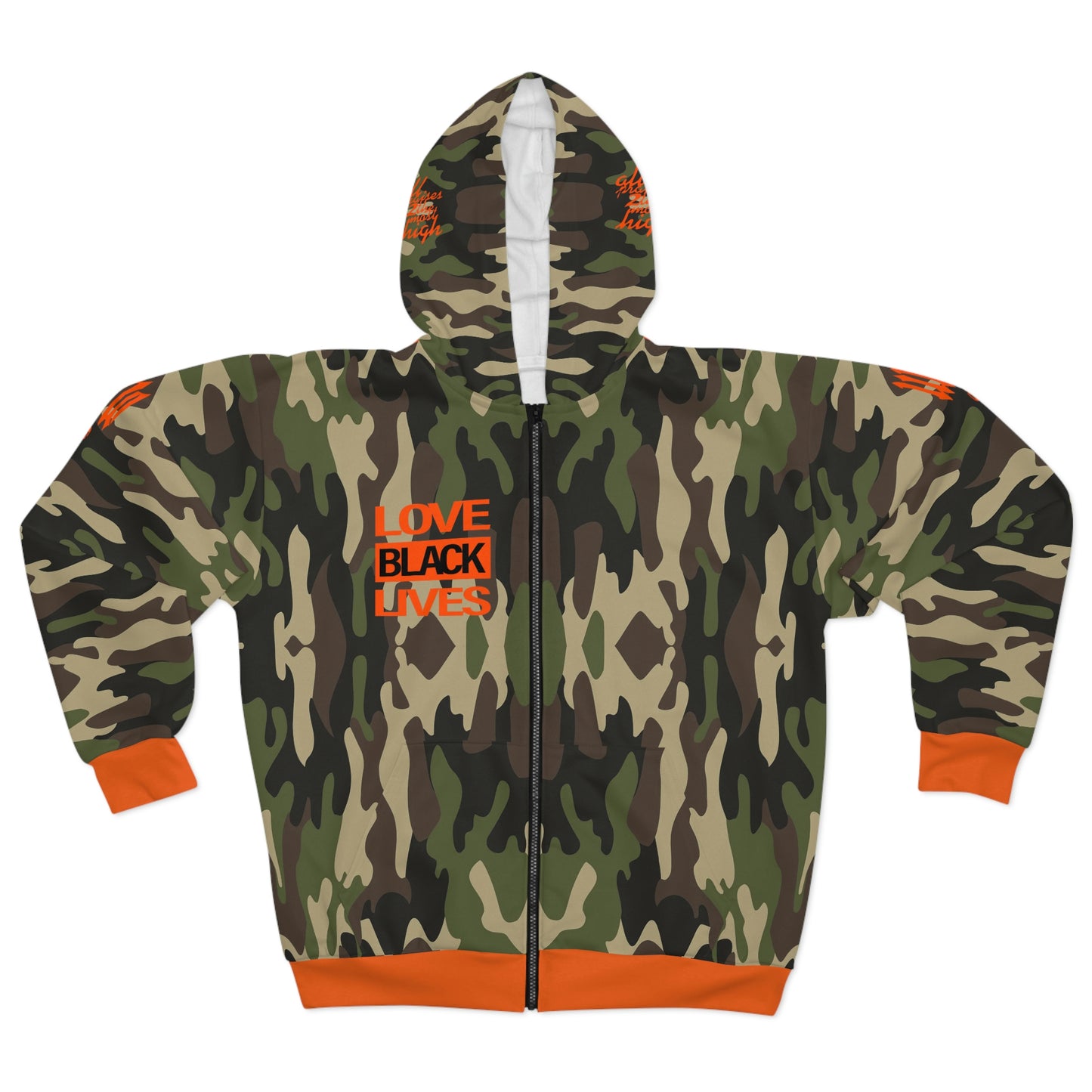 UNO LOVEBLACKLIVES AOP Unisex Zip Hoodie Camo Collection