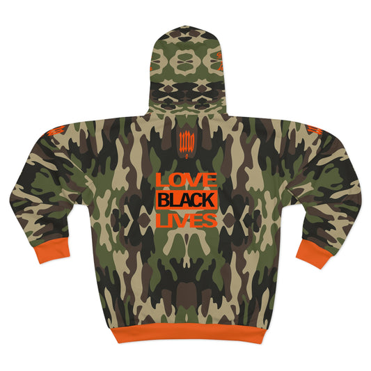 UNO LOVEBLACKLIVES AOP Unisex Zip Hoodie Camo Collection