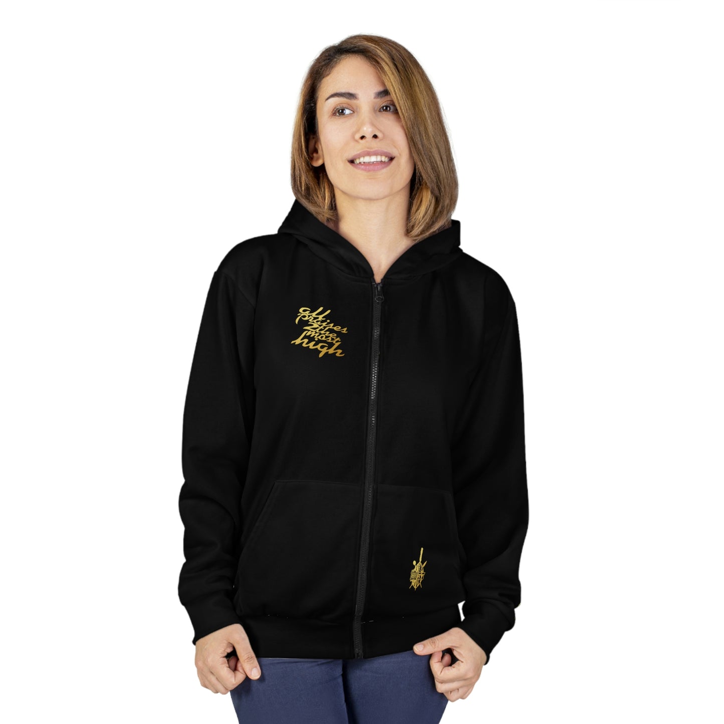 UNO ALLPRAISES FEAR IS FAITH UPSIDE DOWN AOP Unisex Zip Hoodie