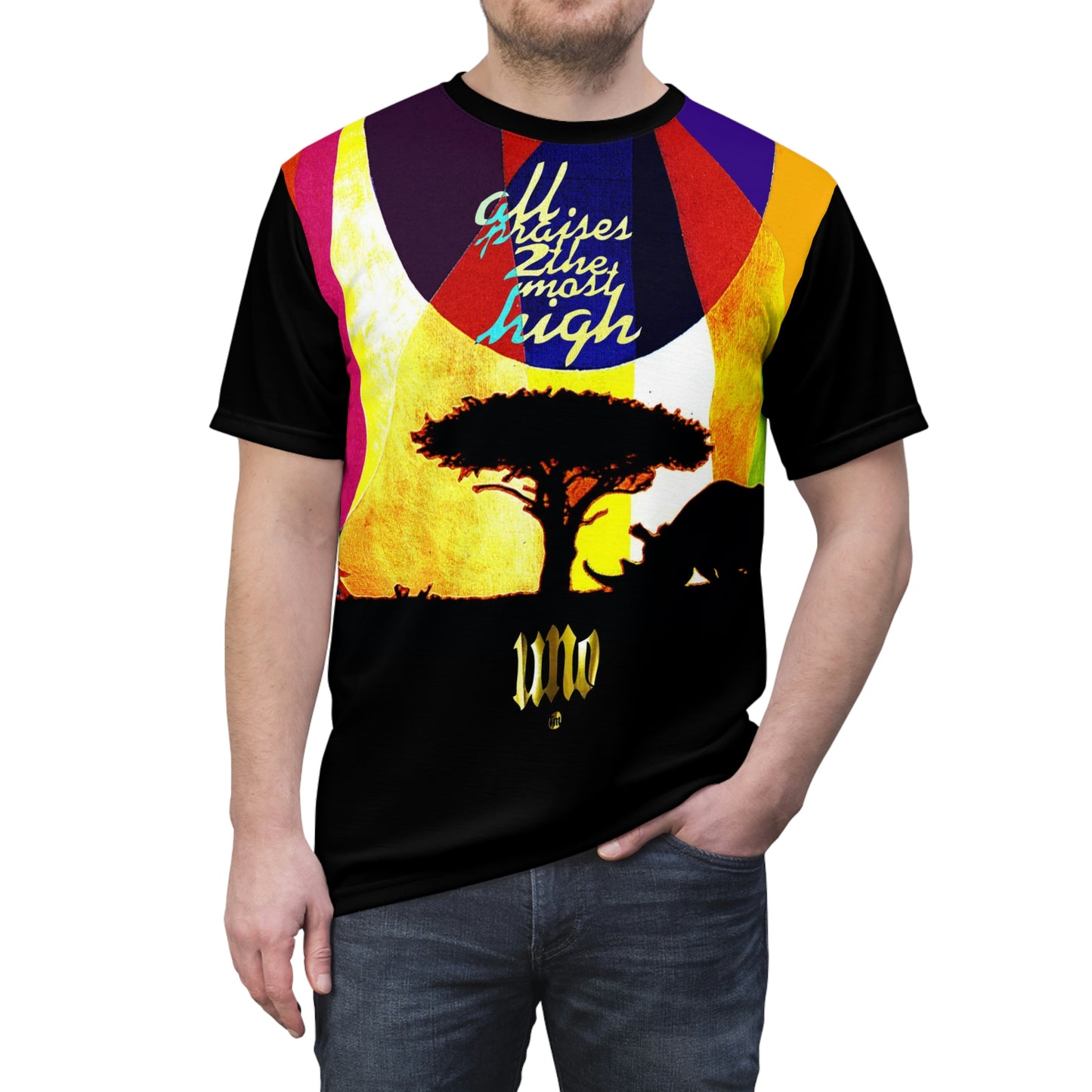 UNO RHINOSUNSET STOPKILL'N Unisex AOP Cut & Sew Tee