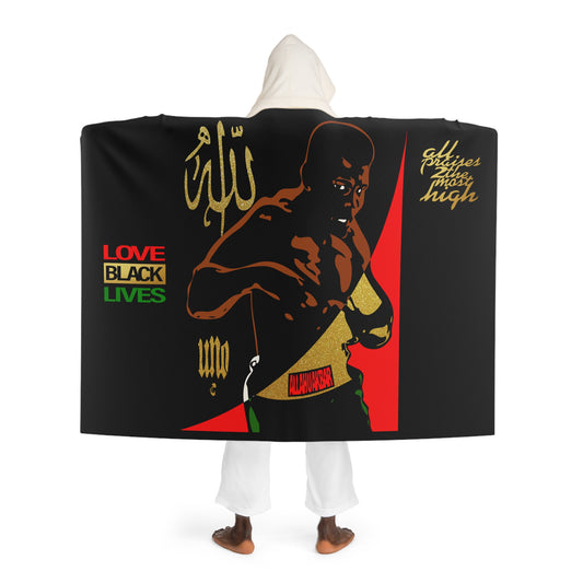 UNO LOVEBLACKLIVES ALLAHUAKBAR ALI Hooded Sherpa Fleece Blanket