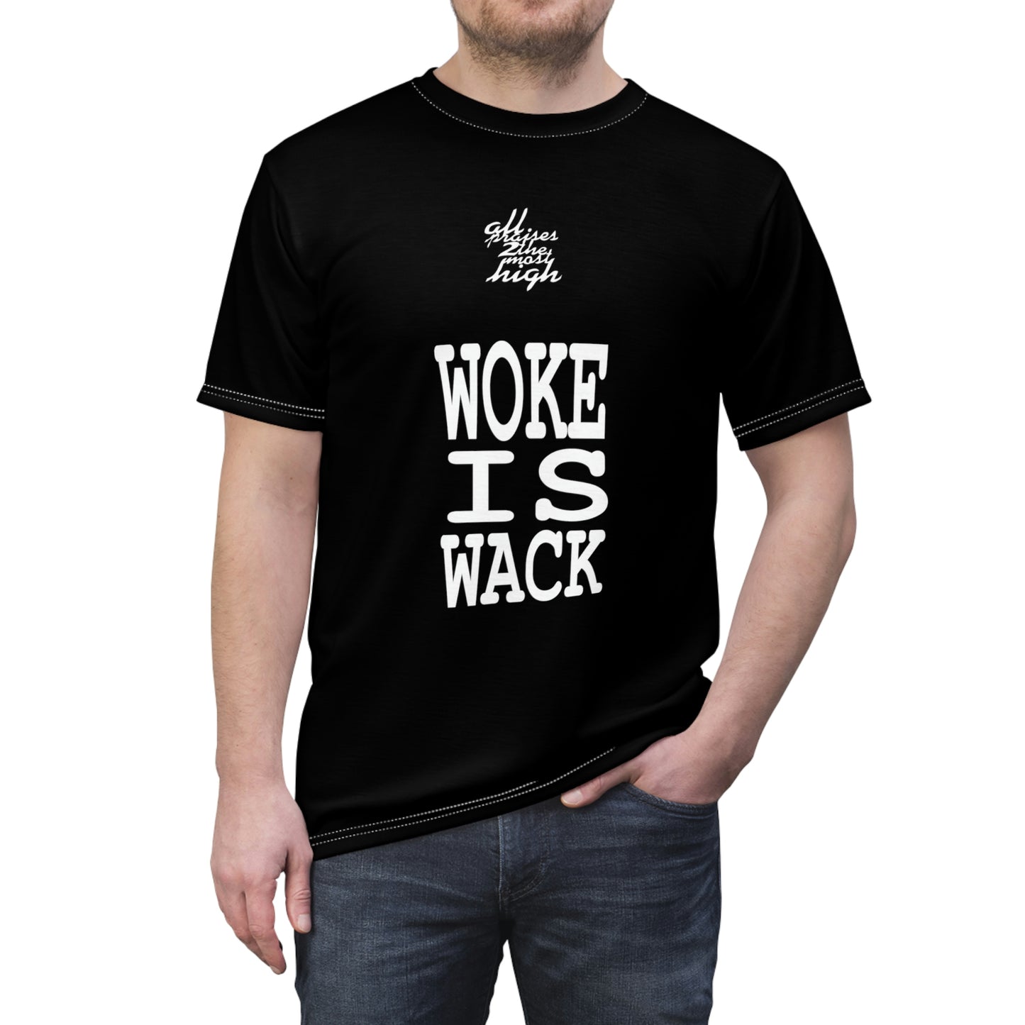 UNO 2THEREPUBLIC WOKE IS WACK Unisex AOP Cut & Sew Tee