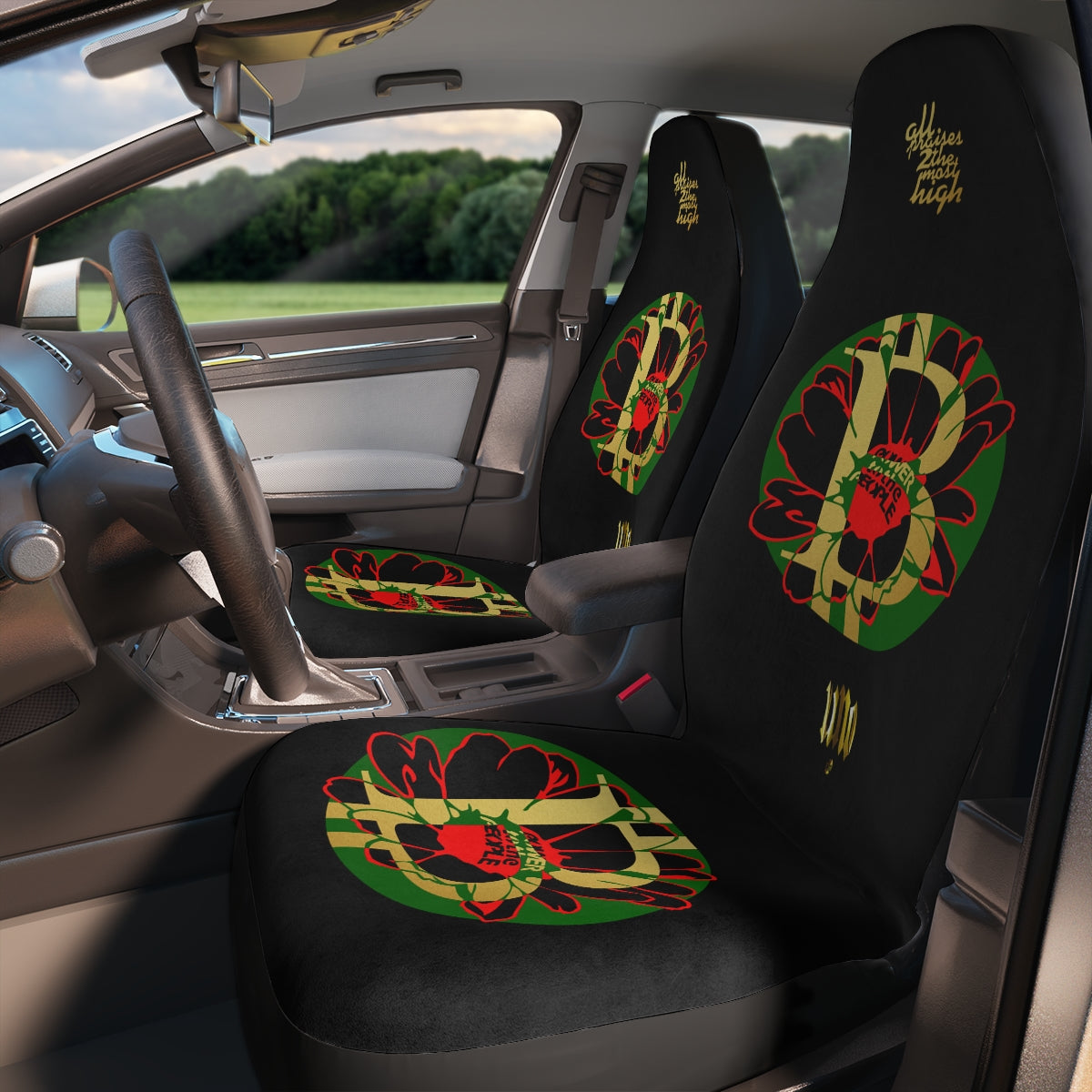 UNOBTCPOWERFLOWER Polyester Car Seat Covers
