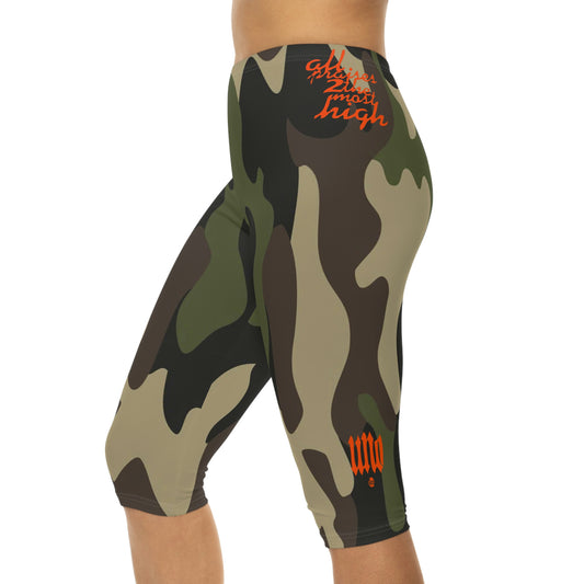 UNO ALL PRAISES Women’s Capri Leggings (AOP) Cano Collection