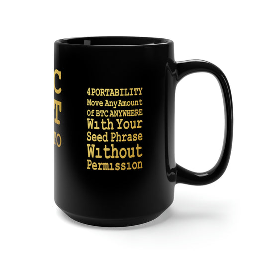 UNOBTC 6 Characteristics of Money Number 4 Black Mug 15oz