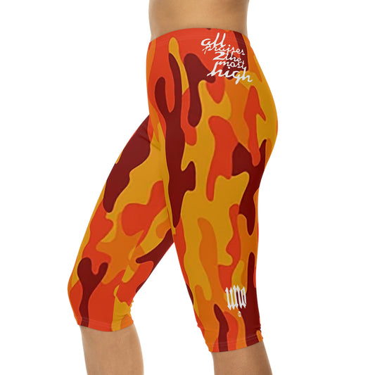 UNO ALL PRAISES Women’s Capri Leggings (AOP) Camo Collection