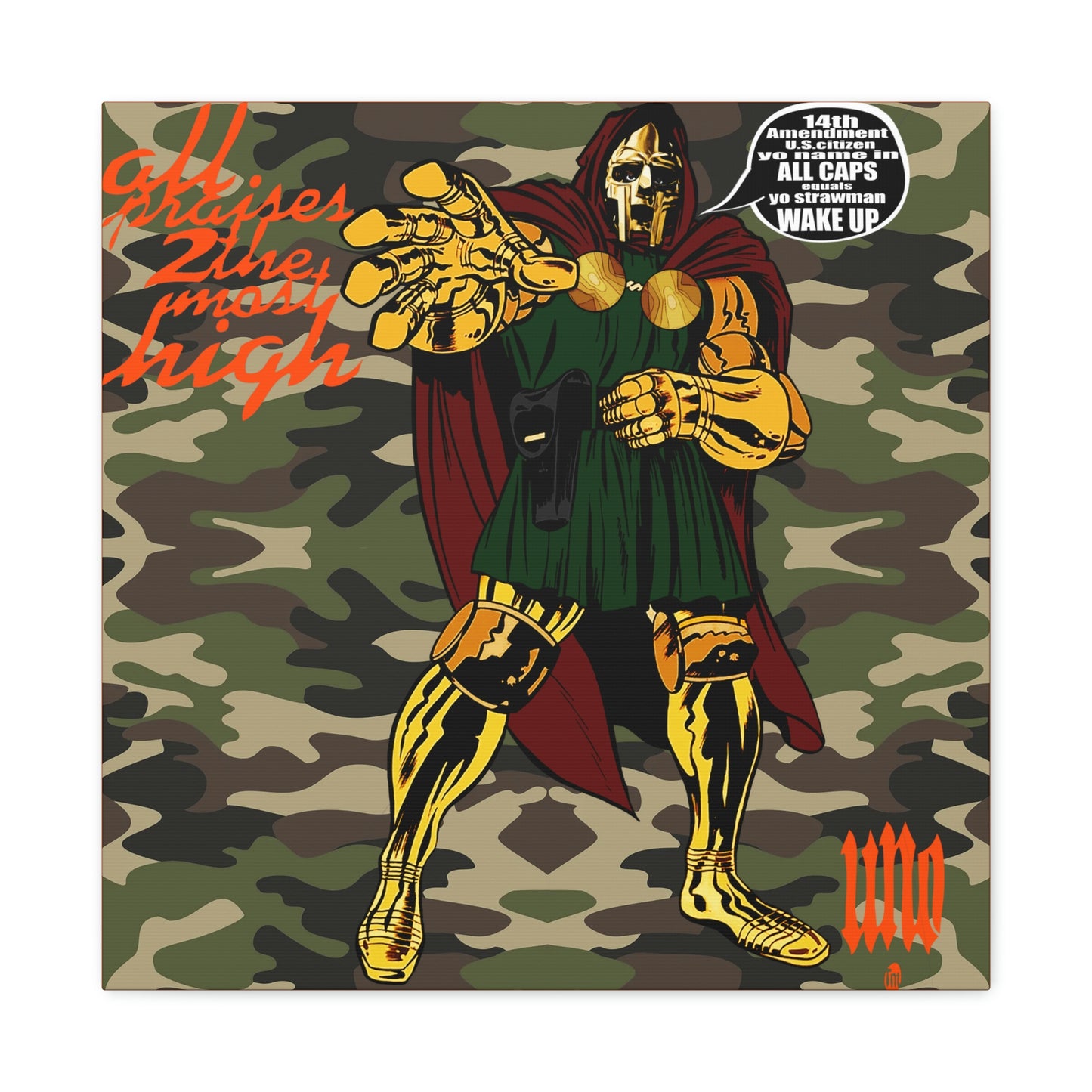 UNO 2THEREPUBLIC MFDOOMALLCAPS 12, 20, 24, & 36" Square Canvas Gallery Wraps Camo Collection