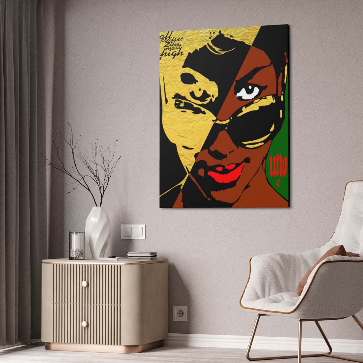 UNO LOVEARETHA SOULQUEEN 36x48 Canvas Stretched, 1.5''