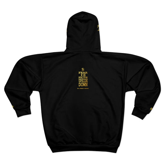 UNO ALLPRAISES FEAR IS FAITH UPSIDE DOWN AOP Unisex Zip Hoodie