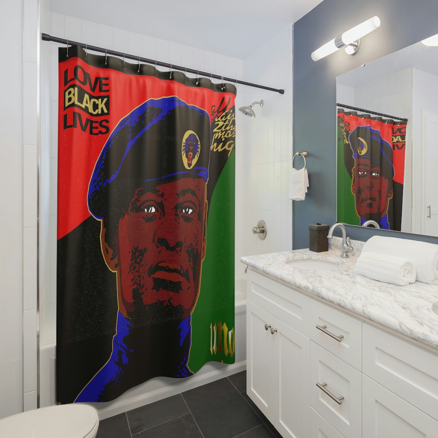 UNO LOVEBLACKLIVES LOVEKHALID Shower Curtains