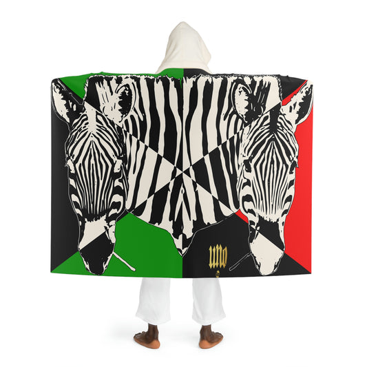 UNO ZEBRALOVE STOPKILL'N Hooded Sherpa Fleece Blanket